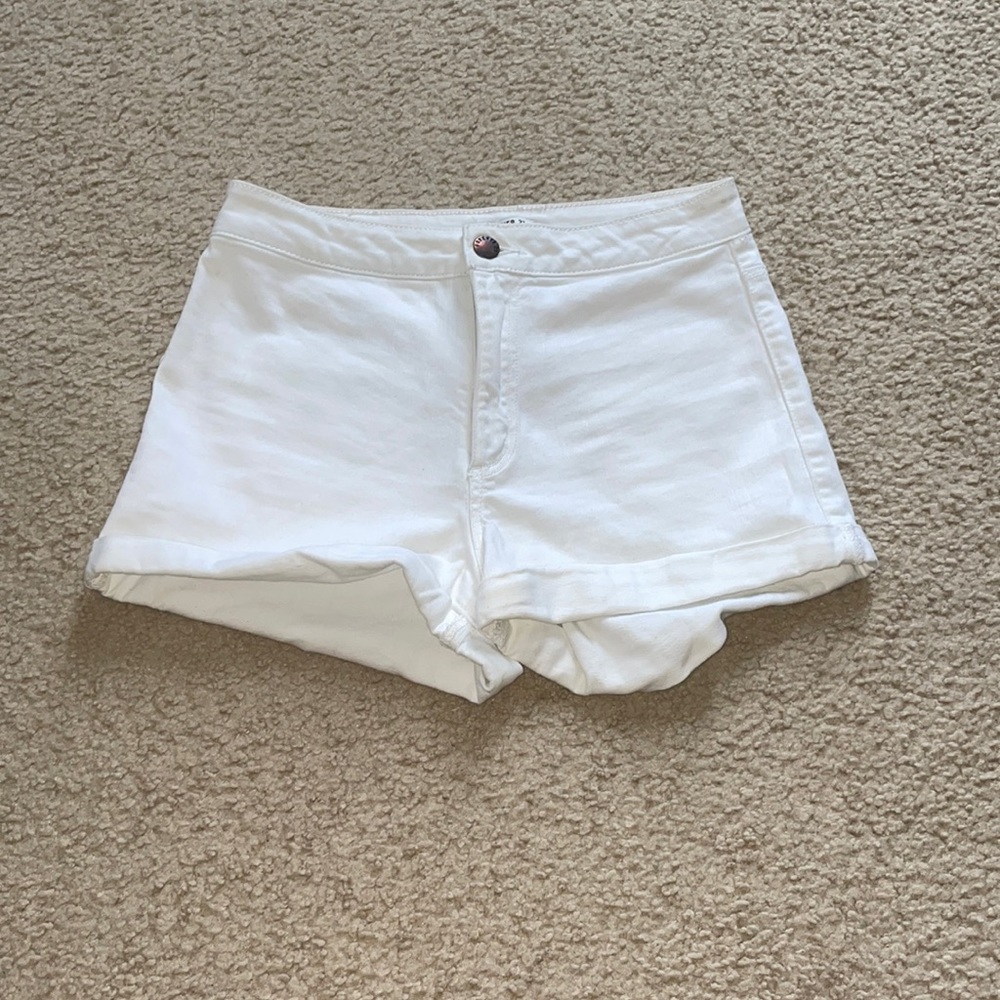 White jean shorts